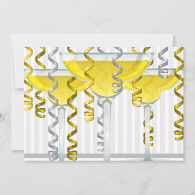 Carte Cocktail jaune et ruban (Devant)
