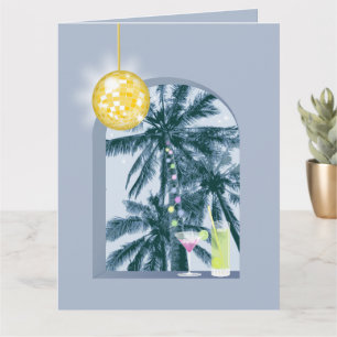 Carte Cocktail léger Disco Ball Palm Blue Salutation