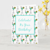 Carte Cocktail Lime Anniversaire (Fleur jaune)