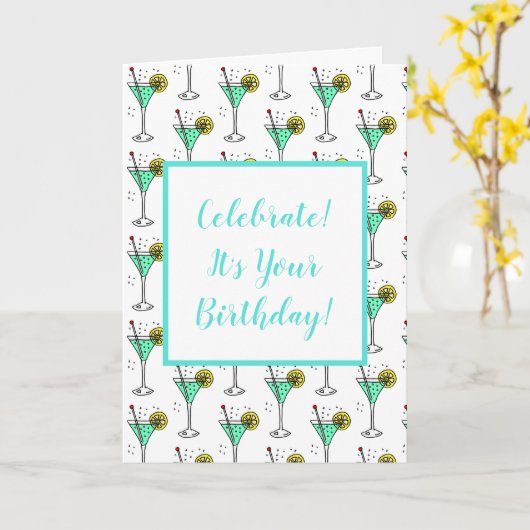 Carte Cocktail Lime Anniversaire (Fleur jaune)