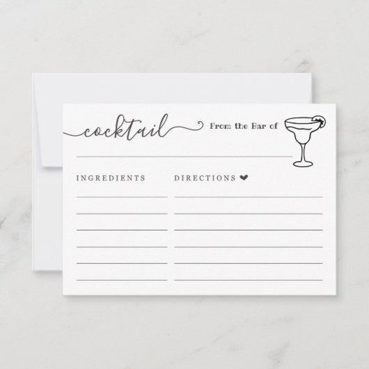 Carte Cocktail Recette pour le Bar (Devant)