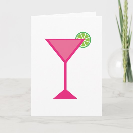 Carte Cocktail rose avec citron vert (Devant)