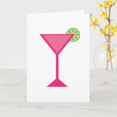 Carte Cocktail rose avec citron vert (Fleur jaune)