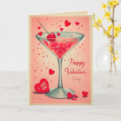 Carte Cocktail Valentine Martini du milieu du siècle (Fleur jaune)