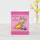 Carte Cocktails et chatons Blank Inside Pink Note Card (Fleur jaune)
