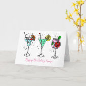 Carte Cocktails Joyeux Anniversaire (Fleur jaune)