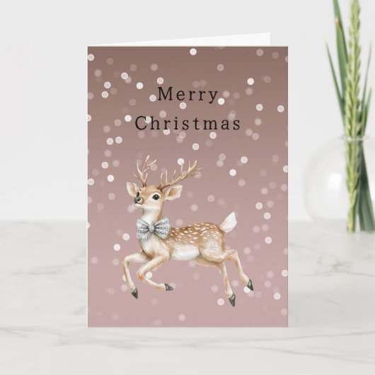 Carte Cocoa Brown Ombre White Confetti Deer Christmas (Devant)