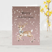 Carte Cocoa Brown Ombre White Confetti Deer Christmas (Fleur jaune)
