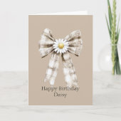 Carte Cocoa Cream White Bow Daisy Flower Birthday (Devant)