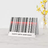 Carte Code-barres d'anniversaire 28 ans avec laser rouge (Fleur jaune)
