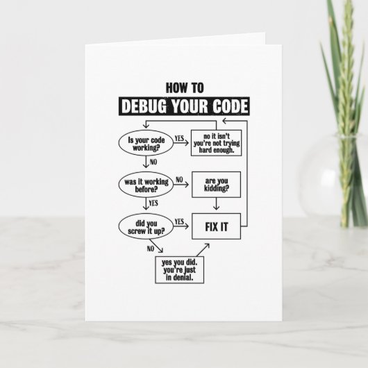 Carte Code de programmation Coding Funny Debug Cadeau (Devant)