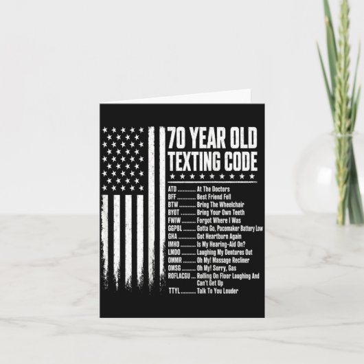 Carte Code de texte senior de 70 ans sur le dos (Devant)