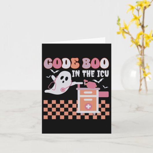 Carte Code Fantôme Boo Dans Icu Nursing Rn Halloween Cos (Fleur jaune)