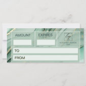 Carte Code QR aquarelle Certificat Cadeau Vert Sauge Or (Dos)