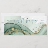 Carte Code QR aquarelle Certificat Cadeau Vert Sauge Or (Devant)