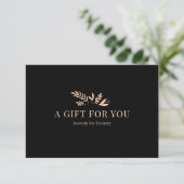 Carte Code QR botanique noir minimal pour entreprise (Debout devant)