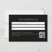 Carte Code QR botanique noir minimal pour entreprise (Dos)