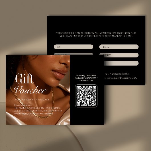 Carte Code QR de bon cadeau de beauté moderne photo