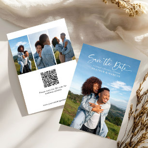 Carte Code QR de calligraphie simple et élégant à 4 phot