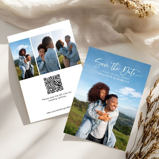 Carte Code QR de calligraphie simple et élégant à 4 phot