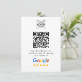 Carte Code QR de l'avis Google My Business (Debout devant)
