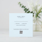 Carte Code QR de mariage bleu II RSVP (Debout devant)