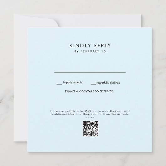 Carte Code QR de mariage bleu II RSVP (Devant)