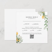 Carte Code QR de mariage carré blanc Tournesol moderne (Devant / Derrière)