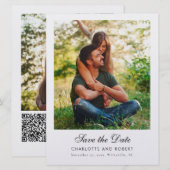 Carte Code QR de mariage moderne à conserver pour la dat (Devant / Derrière)