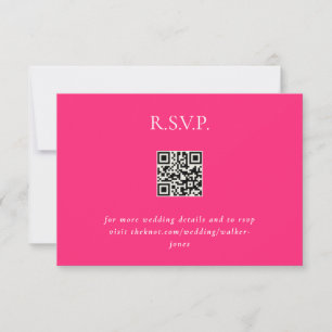 Carte Code QR de mariage rose vif contemporain