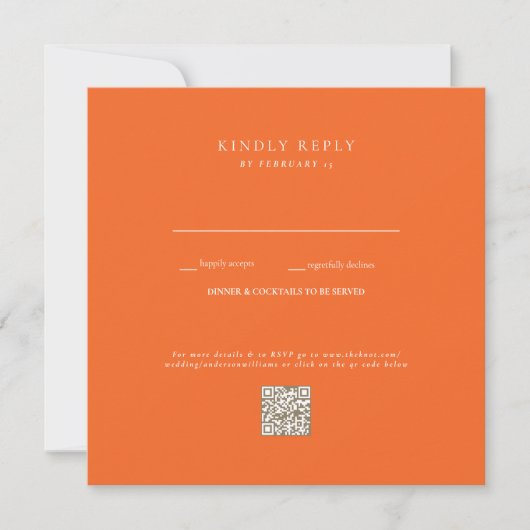 Carte Code QR de réponse au mariage orange (Devant)