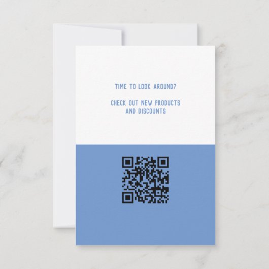 Carte Code QR d'entreprise bleu direct Promo (Dos)