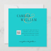 Carte Code QR d'invitation de mariage avec photo turquoi (Devant)