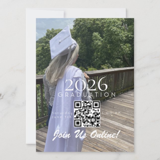 Carte Code QR d'invitation en ligne de remise de diplôme (Devant)