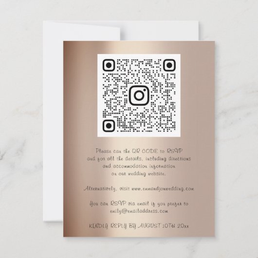 Carte Code QR floral budgétaire Rose Gold Marsala Vert (Dos)