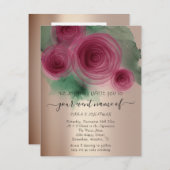 Carte Code QR floral budgétaire Rose Gold Marsala Vert (Devant / Derrière)