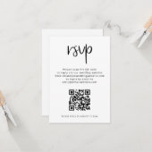 Carte Code QR imprimable Noir Blanc Mariage RSVP (Devant/Arrière en situation)