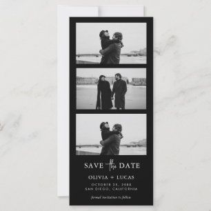 Carte Code QR Mariage Black Photo Strip Enregistrer la d