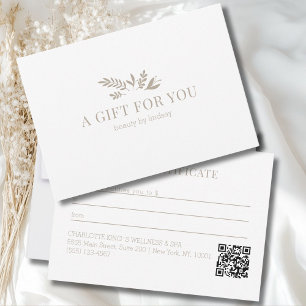 Carte Code QR minimal blanc botanique pour entreprise