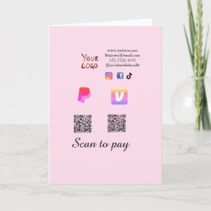 Carte Code QR PayPal venmo scan pay ajouter les médias s