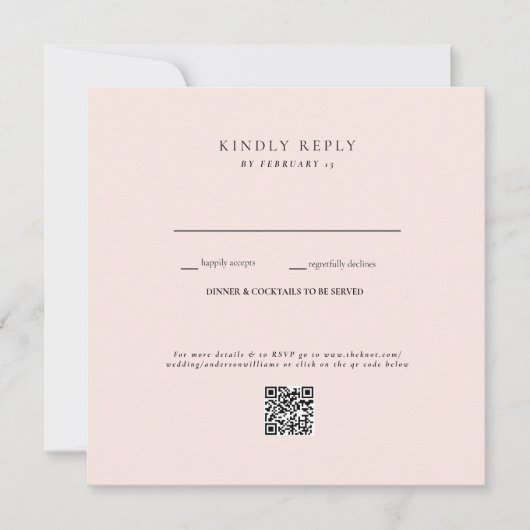Carte Code QR RSVP Mariage Blush (Devant)