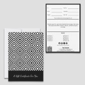 Carte Code QR Service Note Blanc Noir Certificat Cadeau