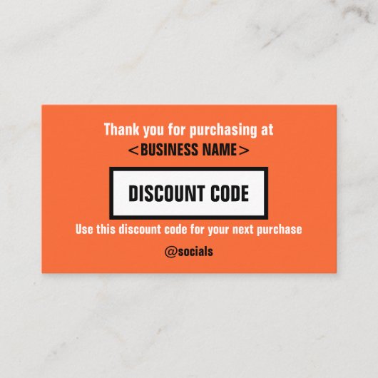 Carte Code Remise, Merci Pour Votre (Devant)