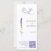 Carte Code RSVP QR de mariage de lavande élégant (Devant)
