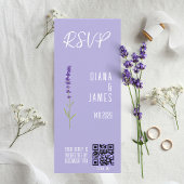 Carte Code RSVP QR de mariage de lavande élégant