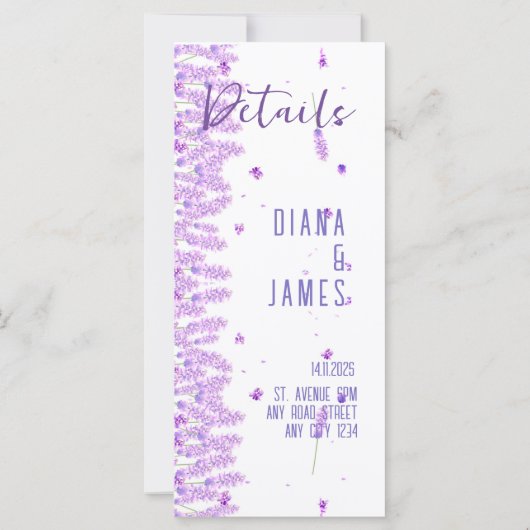 Carte Code RSVP QR de mariage de lavande élégant (Dos)