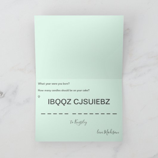 Carte Code secret Anniversaire 🕵️ ♂️ Drôle Conspiration (Intérieur)