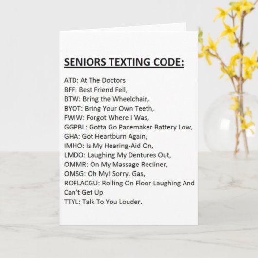 Carte Code textuel des aînés (Fleur jaune)