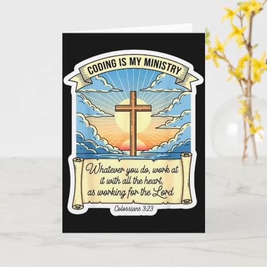 Carte Codeur chrétien Le codage est mon ministère Progra (Fleur jaune)