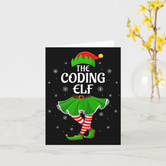 Carte Coding Elf Christmas Family Girls Women Elf Squad (Fleur jaune)